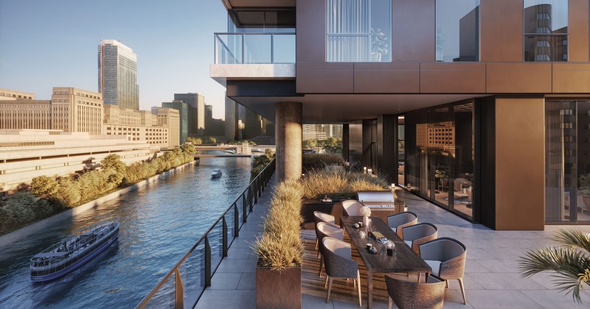 The Reed Apartments river terrace amenity - Chicago, IL